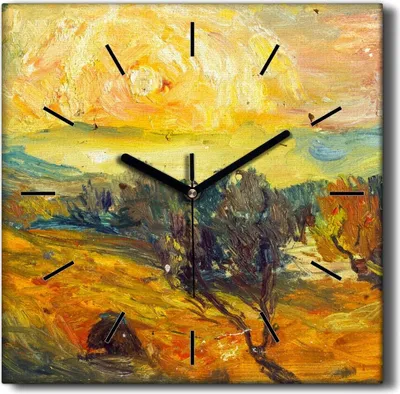Produktbild von Coloray Hodiny Unikátní 30x30 cm  Tiché hodiny Pro obývací pokoj a kuchyň Nástěnné hodiny Plátno Černé ručičky hodin - západ slunce