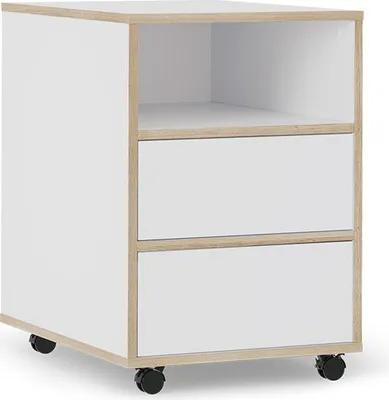 Zdjęcie produktu dla Kontener na rolki Vicco Tetrix Biały 42 x 55 cm z półkami i 2 szufladami, Model 56550