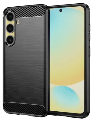Produktbild von Techsuit Carbon Silicone Back Cover Hülle für Samsung Galaxy S24 FE - Schwarz