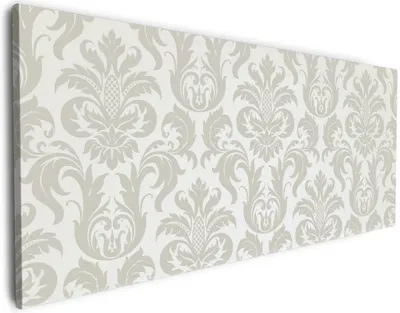 Produktbild von Wallario Premium Leinwandbild Königliche Schnörkelei in weiß und beige in Größe 60 x 150 cm