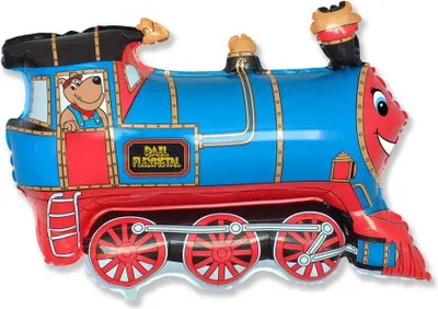 Produktbild von Folienballon, Zug, Schienenbus, Lokomotive, blau, 70 cm, verpackt
