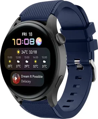 Produktbild von Strap-it Huawei Watch 3 (Pro) Silikonarmband (Dunkelblau)