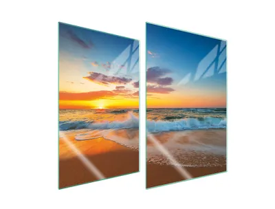 Immagine prodotto di Piastre copri fornelli 2 pezzi 35x52 Vetroceramica copri piano cottura vetro tagliere spiaggia sole