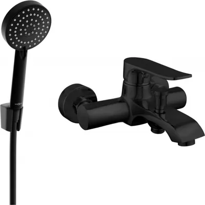 Produktbild von Mexen Pecos R75 Wannenbatterie mit Brausegarnitur, Schwarz - 7273R75-70