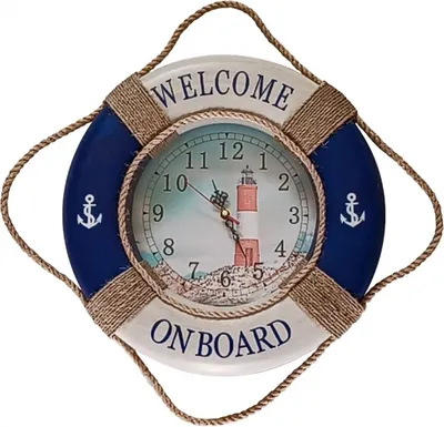 Produktbild von Wanduhr als Rettungsring in Leuchtturmoptik