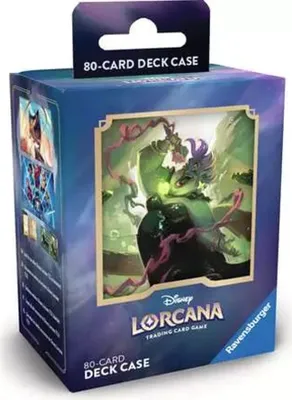 A product shot of a Disney Lorcana TCG 80-card deck case featuring Ursula.