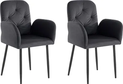 Produktbild von Milton | Gepolsterte Esszimmerstühle 2er Set in Velvet Grau