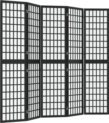 Obrázok produktu pre vidaXL 5-dielne skladacie paravány v japonskom štýle 200x170 cm čierne