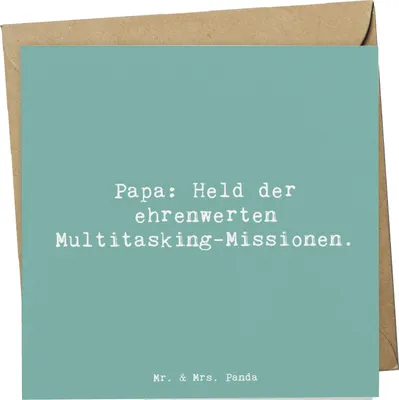 Produktbild von Mr. & Mrs. Panda Grußkarte Spruch Papa Held - Meeresbrise - Geschenk, Dankeschön, Dad, Verwandte, doppelkarte, Alltagshilfe, Weihnachten, Wertschätzung, handgemacht
