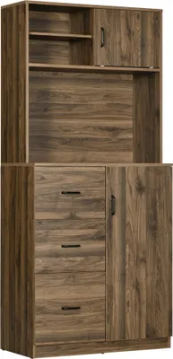 Produktbild von HOMCOM Modernes Sideboard mit 3 Schubladen und Schränken, Holz-Speiseschrank für Küche und Wohnzimmer, 80 x 40 x 178 cm, Walnuss