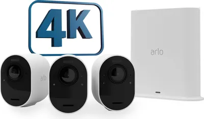 Produktbild von Arlo Ultra 2 Überwachungskamera außen, 3er Set weiß