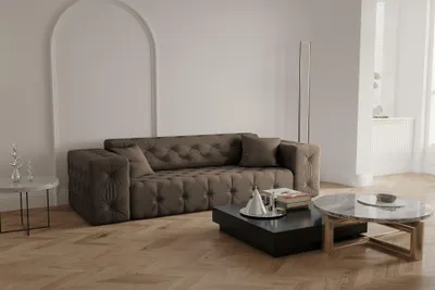 Produktbild von Sofa Designersofa CHANTAL 3-Sitzer in Stoff Opera Velvet Braun