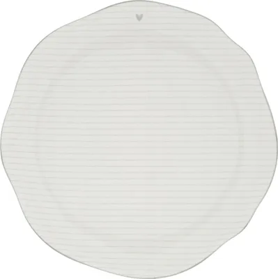 Produktbild von Speiseteller HEART STRIPES mit grauen Streifen D. 27cm Bastion Collections