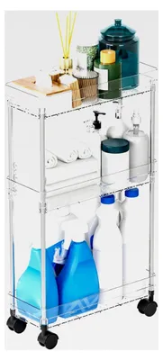 Produktbild von Rollwagen – Etagen-Organizer mit Rädern, bewegliches Lagerregal für Badezimmer, Wohnzimmer, Küche und kleine Räume