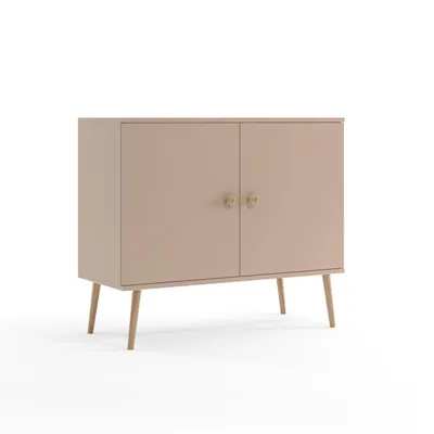 Produktbild von Kommode 100 cm Macchiato mit Türen Holzbeine Boho Skandi Sideboard modern