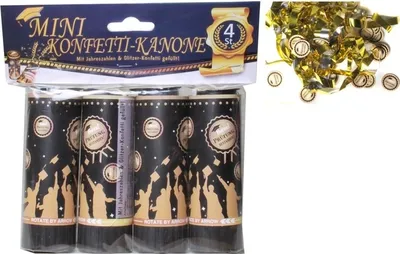 Produktbild von 4 Mini Konfetti Kanonen Prüfung bestanden Deko Abitur Abschluss Bachelor Master