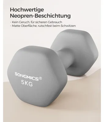 Immagine prodotto di Set di manubri in neoprene – manubri in ghisa – impugnatura ergonomica – 2 x 5 kg