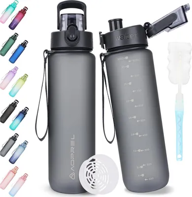 Image de Gourde AOPREL 1l sans BPA Tritan Sport Bouteille d'eau Gris