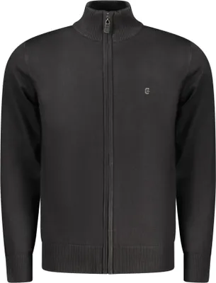 Produktbild von Schwarzer Herren-Cardigan mit Reißverschluss und Stickerei-Details