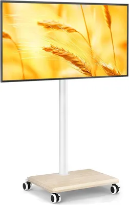 Imagen del producto de Base con ruedas para televisor, con altura ajustable, para televisores de 27 a 55 pulgadas, con una capacidad máxima de 40 kg, ideal para salones