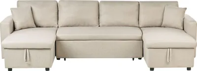 Produktbild von BELIANI Sofa Beige Polsterbezug U-Förmig Zeitgenössisch Zierkissen Wohnzimmer