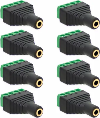 Produktbild von 8X Klinken Buchse 3,5mm Adapter > Terminal Block 4-Pin Schraub Klemmen Vergoldet
