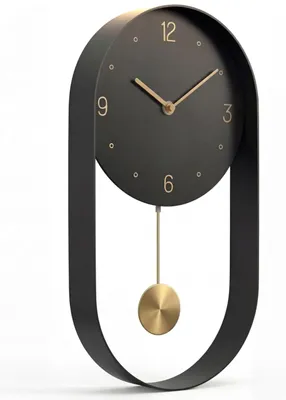 Wanduhr mit stillem Pendel, schwarz-gold, 40 x 20 cm, modern