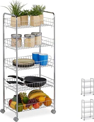 Immagine prodotto di Carrelli da cucina premium – Piani da cucina – Carrelli portaoggetti su ruote – con ripiani regolabili – sostenibili – salvaspazio
