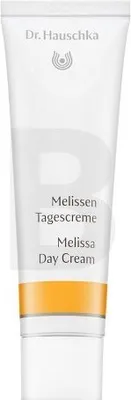 A white tube of Dr. Hauschka Melissa Day Cream with an orange band near the bottom.