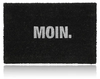 Productafbeelding van Relaxdays deurmat van kokosvezel, model "Moin.", antislip, vuilafschermende mat, voetmat voor binnen en buiten, kokosmat, 40x60 cm, zwart, AI-gegenereerde afbeelding