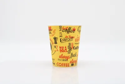 Produktbild von 100x Kaffeebecher Morning Coffee Papierbecher PE beschichtet 8 oz / 200ml Gelb