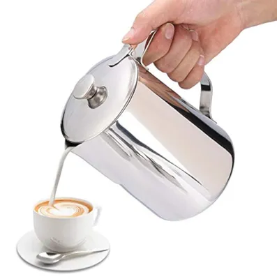 Edelstahl Milchaufschäumkanne 1500 ml mit Deckel