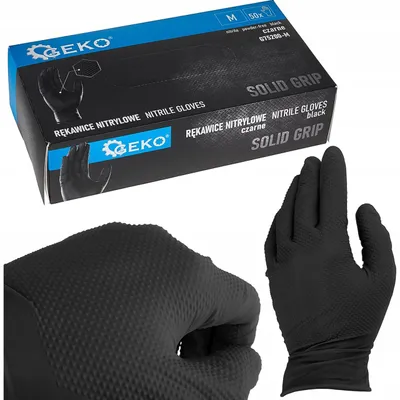 Obrázok produktu pre GEKO | Jednorazové rukavice, veľkosť M 50 ks/box, čierne, jednorazové rukavice extra silné, nitrilové rukavice