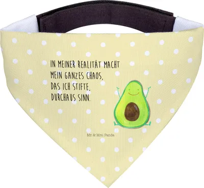 Produktbild von Mr. & Mrs. Panda Halstuch Für Hunde Avocado Glücklich - Gelb Pastell - Geschenk, Chaos, Verrückt, Tuch, Hundetuch, Freude, Hundehalstuch