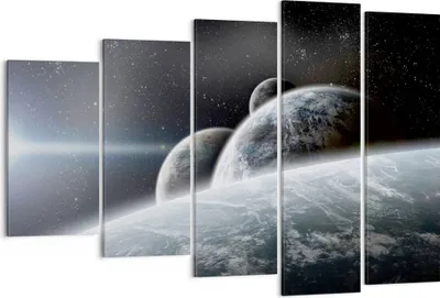 Produktbild von Bild auf Leinwand - Leinwandbild - Planeten Kosmos Sterne - 150x100cm - Wand Bild - Wanddeko - Leinwanddruck - Bilder - Kunstdruck - Wanddekoration - Leinwand bilder - Wandkunst - EG150x100-2327