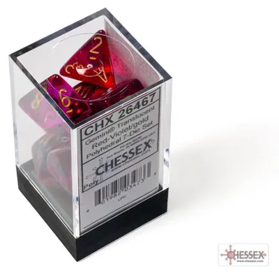 Image de Chessex - Gemini - Jeu de 7 dés - Rouge-Violet/Or