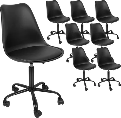 Image de lot de 8 chaises de bureau Homeoffice Chaise Chaise pivotante Chaise de bureau noire