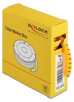 Immagine prodotto di Scatola di marcatura DELOCK per cavi, n. 4, giallo, 500 pezzi