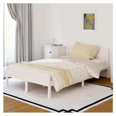 Produktbild von Bettgestell ohne Matratze aus massivem Kiefernholz, 120 x 200 cm, Weiß