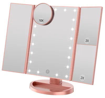 Productafbeelding van WEILY Schminkspiegel met verlichting, opvouwbare make-upspiegel met 3x/2x/1x vergroting