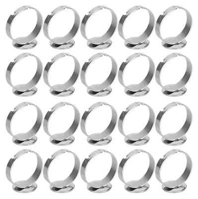 Produktbild von 20 Stück flache Ringbasis, verstellbar, Edelstahl, halbfertig, DIY-Schmuckzubehör, 12 mm