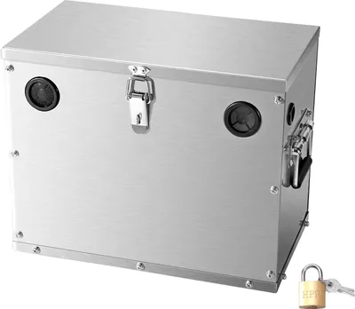 Obrázek produktu pro VEVOR bateriový box, skupina 24/31 bateriových boxů, kryt lodního akumulátoru se zámkem, úchyty a otvory pro kabely s gumovou průchodkou, kryt z nerezové oceli, vhodný pro automobily, čluny a trollingové motory