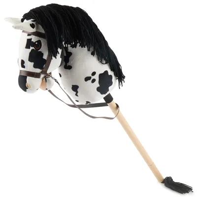 Produktbild von Bieco Hobby Horse Steckenpferd Schecke - Größe M, mit Trense | abnehmbarer Stock & Schweif, für Springreiten, Dressur & Spielen | Hobby Horse Pferde