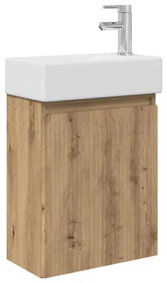 Image de Meuble sous-vasque de salle de bain vidaXL avec robinet, chêne Artisan