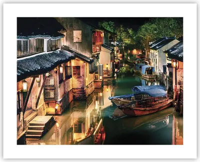 Produktbild von Poster - Poster ohne Rahmen - Chinesisch Stadt Nacht - 50x40 cm - Wand Bild - Wanddeko - Wandbilder - Kunstposter - Wandposter - Bilder - Kunstdruck - Wanddekoration - Wandbild - P2XAA50x40-4657