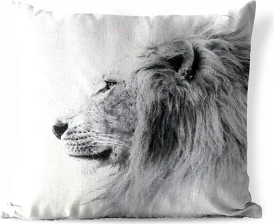Produktbild von MuchoWow® Outdoor Kissen - Löwe - Schwarz - Weiß - Tiere - 40x40 cm - Wetterfest - Lounge Kissen - Kopfkissen - Interieur - Polster mit Bild