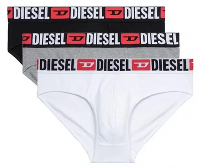 Image de DIESEL Slips pour hommes, lot de 3 - UMBR-ANDRETHREEPACK, Briefs, Coton Stretch, uni Noir/Gris/Blanc 2XL