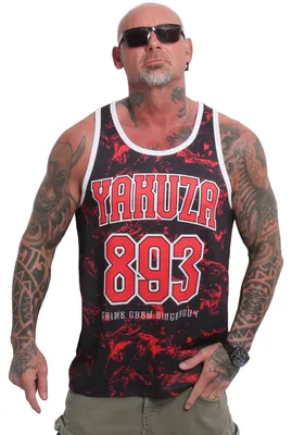 Zdjęcie produktu dla Koszulka męska Yakuza Varsity Mesh Tank Top, czarny/czerwony, XXL