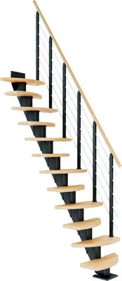 Produktbild von Pertura Mittelholmtreppe Aris Buche Leimholz Anthrazit variabel 64 cm 10 Stufen / 11 Steigungen Relinggeländer Anthrazit