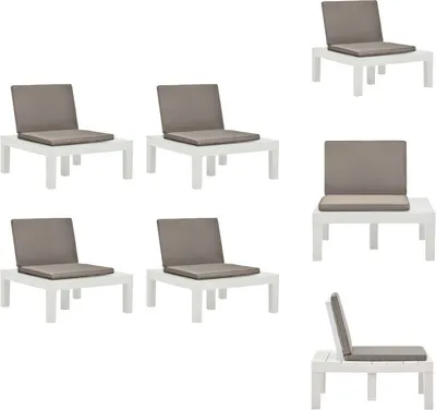 Image de vidaXL Chaises de jardin avec coussins 4 pcs. Plastique Blanc - Chaises de jardin